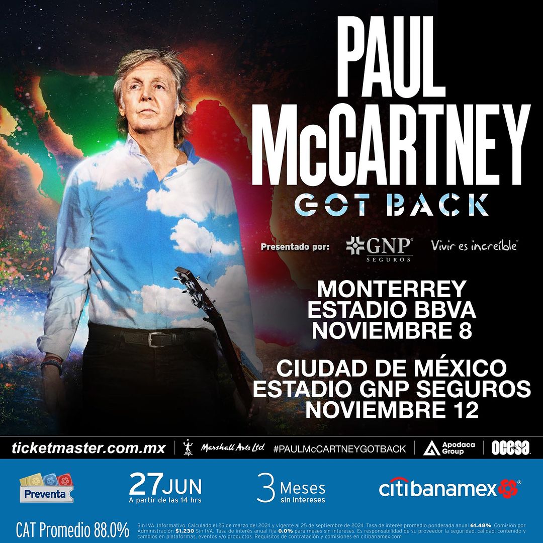 ¡Conoce el setlist de Paul McCartney en México! Got Back Tour Moi